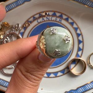 14k moon and star ring